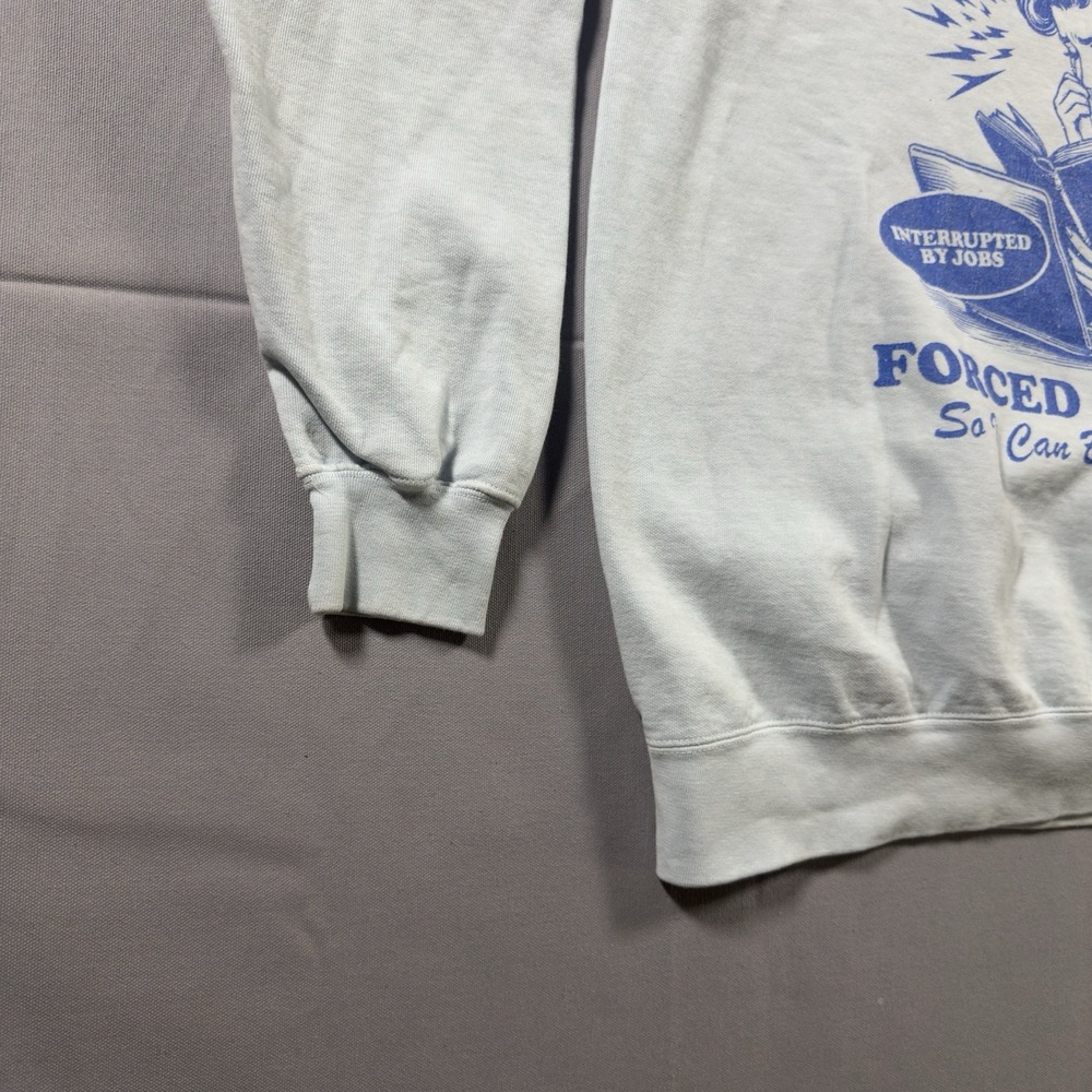 Comfort Colors Born To Read Forced To Grind Sweatshirt Blue Graphic Womens Large - Picture 4 of 10